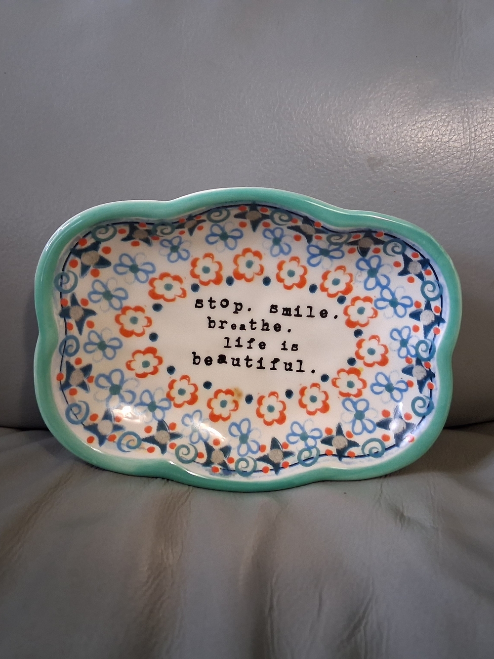Natural Life "Life Is Beautiful" Medium Artisan Trinket Dish
